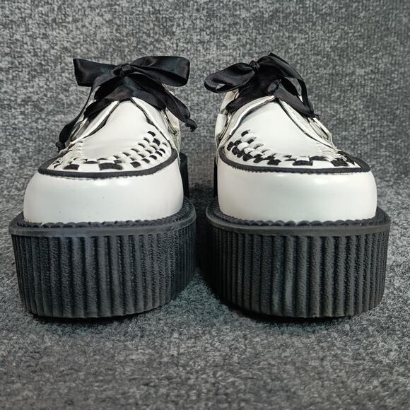 T.U.K Shoes Womens Size 5 White Platform Creepers D-Ring Checkerboard A6803 - Picture 4 of 9